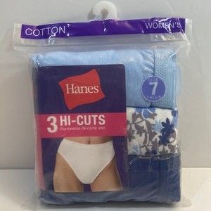 Hanes 100% Cotton Hi Cut Underwear Panties Size 7 Women